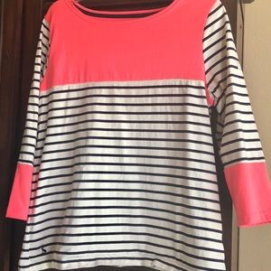 Joules Pink and navy color block shirt